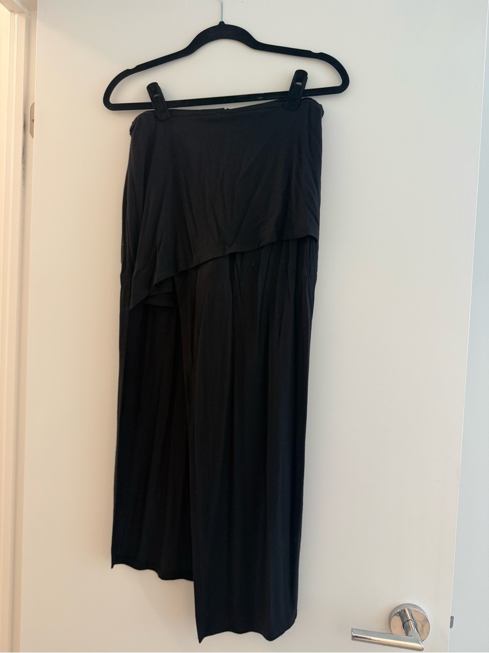 Heather Women's Black Midi Skirt with Slit